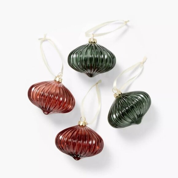 Threshold Studio McGee 4pc Colored Glass Ornaments - Christmas 2024 - Target